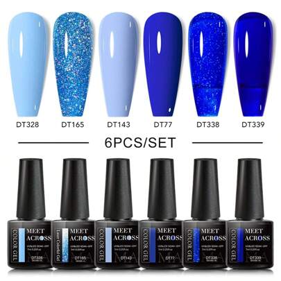 6Pcs/Set Color Gel Nail Polish Set Kit Glitter Autumn UV LED Nail Art Gel Vernis Semi Permanent Base Top Coat Nails