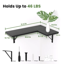 Floating Corner Shelves Set Of 3, Corner Shelves Wall Mounted, Floating Shelves For Bedroom Kitchen Living Room Bathroom Office- Gothic Style - 黑色 - 查看 4