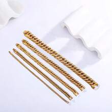 PMKMKM 1條簡約時尚的黑色鈦鋼雙編織手鍊,18k鍍金,手工鍊式珠寶飾品 - 黑色 - 查看 6