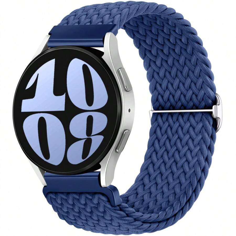 Braided Straps Compatible With Samsung Galaxy Watch 6/Watch 5/Watch 4 40mm 44mm Strap, Elastic Sport Strap Compatible With Galaxy Watch Active 2/Watch 4 Classic/Watch 6 Classic/Watch 5 Pro - Blue - View 1
