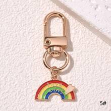 1pc Fashionable Ins Style Alloy Keychain With Rainbow, Hand Gestures, Love, Balloon & Cartoon Design. Suitable For Both Men And Women As A Gift Or For Personal Use - Multicolor - View 7