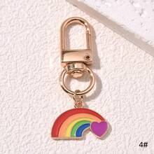 1pc Fashionable Ins Style Alloy Keychain With Rainbow, Hand Gestures, Love, Balloon & Cartoon Design. Suitable For Both Men And Women As A Gift Or For Personal Use - Multicolor - View 6