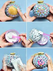 1bag/50pcs Square Mosaic Tile Stickers, Diy Colorful Free Stone Mosaic Grains For Handcrafting, Jewelry Making Material Accessories - Yellow - View 5