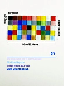 1bag/50pcs Square Mosaic Tile Stickers, Diy Colorful Free Stone Mosaic Grains For Handcrafting, Jewelry Making Material Accessories - Yellow - View 4