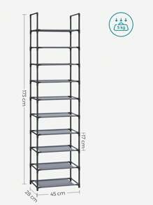 SONGMICS Scarpiera a 10 Ripiani, Scaffale Portascarpe, Organizzatore per Scarpe, 28 x 45 x 173 cm, Telaio in Metallo, Ripiani in Tessuto Non Tessuto, Corridoio, Camera da Letto, Grigio - Grigio - Visualizzare 6