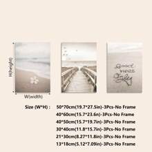 3入組現代沿海海景名言牆藝術套裝,包括碼頭和海灘,適用於臥室、客廳、廚房、辦公室等,帆布印刷（不含框架） - 風景(不含框) - 查看 5