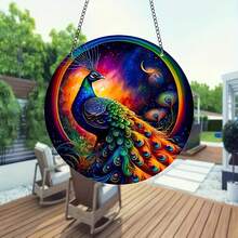 1入孔雀風鈴帶金屬鏈,用於diy花園牆壁裝飾、家居擺設、沙灘派對用品和完美的禮物 - B44孔雀 - 查看 6