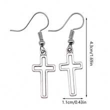 2pcs Cross Drop Earrings - Silver - View 3