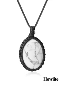 1個橢圓自然石項鍊水晶項鍊,繩套裝自然石英項鍊,適用於女士男士編織靈性飾品 - Necklace - 查看 14