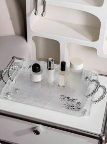 一個高端亞克力托盤,輕奢水漣矩形設計托盤,適用於客廳杯子收納