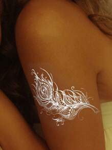 2 Trang tính Vàng bạc Tia sáng Hình xăm dán mặt trời Loại bướm Mặt trăng Lông vũ Hình xăm dán tạm thời - Vàng - Xem 6