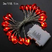 3米紅色心形led裝飾燈串,非常適合情人節,七夕節和求婚裝飾 - 紅色 - 查看 2