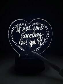 1入全新的丙烯酸愛心燈信息板,usb愛心形創意筆記信息板,適用於臥室桌面床頭裝飾氛圍燈 - 無色 - 查看 2