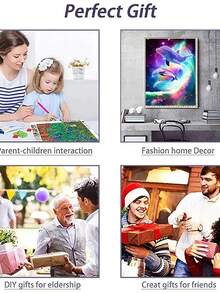 1入組diy 5d鑽石畫,海豚在空中飛翔,手工製作的家居裝飾禮物,不帶框30*40cm/11.8*15.7英寸 - 彩色 - 查看 9