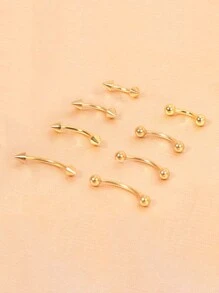 CIZME 8 件/套眉环饰品不锈钢弧形杠铃小眉环垂直唇钉唇饰耳钉肚脐小肚脐环男女通用 20g 16g 6mm/8mm/10mm/12mm - 彩色 - 查看 4