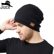 男士冬季保暖羊毛针织帽，带保暖内衬 - 在寒冷中保持舒适！ - 黑色 - 查看 1