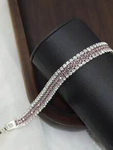 優雅的波西米亞風格彩色鑽石手鏈,適用於新娘、婚禮派對裙子配件和禮物 - 紫色 - 查看 8