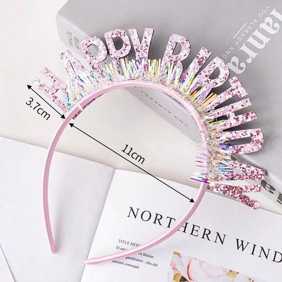 Trẻ em Tiệc sinh nhật Dây buộc tóc Vui vẻ Sinh nhật Long lanh Sinh nhật Dây buộc tóc Phụ kiện tóc Cô gái Em bé Dây buộc tóc Mũ đội đầu cho thú cưng - Hồng - Xem 1