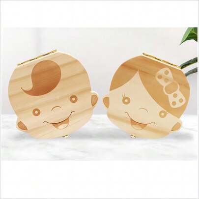 1個 ベビー歯保管ボックス、木製歯保管ボックス、ユニセックスベビー歯 フェアリーギフト ベビーシャワー 家族の装飾 ギフト ベビーシャワー イースターギフト 女の子/男の子のための物