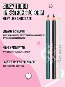 Misslyn 3件套必备眼线笔套装，鲜艳色彩眼线三色组合，眼影眼线笔，可伸缩眼线笔，超显色，防晕染，无动物实验，顺滑，持久，高显色度，不脱妆，易于涂抹（黑色+哑光白+珠光绿） - 眼線筆三裝01 - 查看 2