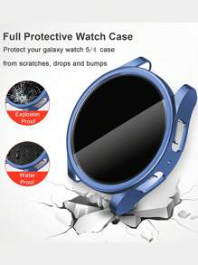 1pc Samsung Galaxy Watch Case For Men And Women'S Sports And Leisure, Scratch Resistant, Drop Resistant, Waterproof, Soft Tpu Material Watch Protection Case, Compatible With Samsung Galaxy Watches 4, 5, 6, 7, 40mm/44mm, Nano Vacuum Coating, Smooth Appearance, Easy To Wear And Charge, Providing 360 ° Protection For Your Watch - Blue - View 3