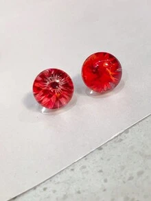 1pair Red Crystal & Dried Flower Design Delicate & Gorgeous & Lovely Women'S Earrings - Multicolor - View 6