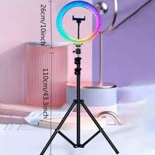 1 Pack 43.31 Acinch Con Luz De Relleno En Vivo Rgb De Doble Cara De 10 Pulgadas - Soporte RGB de 10 pulgadas + 1,1 m - Ver 2