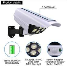 1pc Motion Sensor Street Lamp, Solar Garden LED Light, Simulation Surveillance, Fake Camera, Human Body Sensor Wall Light, Outdoor Smart Street Light - Black and White - View 8