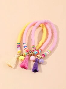 3件套女孩混色聚合物粘土手链套装，适合日常装饰 - 彩色 - 查看 3