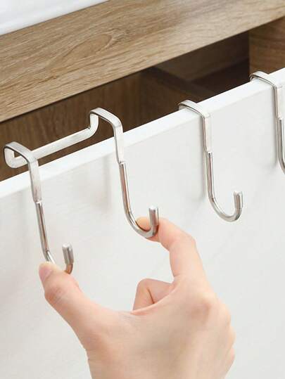 1pc Stainless Steel S Shaped Double Hook, Suitable For Bedside Cabinet Door, Bathroom, Kitchen, Hanger Hook For Clothes