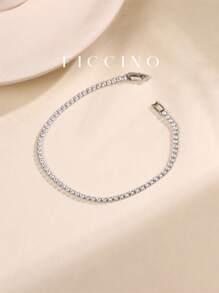FICCINO Ficcino Gold-Plated Cubic Zirconia Set Square Buckle Bracelet, Simple But Elegant Women's Bracelet For Daily Wear