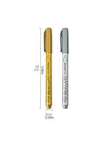 2pcs Gold And Silver Paint Marker Pens With Metallic Finish - Multicolor - View 2