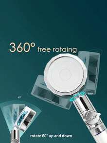 Transparent Turbocharged Waist Shaped Showerhead With Removable & Adjustable & Pause Button Function, Portable Handheld Showerhead - Blue - View 8