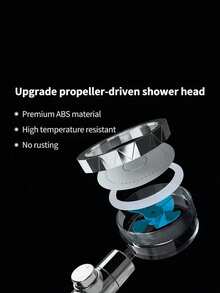 Transparent Turbocharged Waist Shaped Showerhead With Removable & Adjustable & Pause Button Function, Portable Handheld Showerhead - Blue - View 7