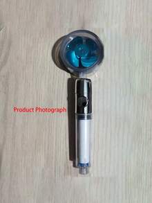 Transparent Turbocharged Waist Shaped Showerhead With Removable & Adjustable & Pause Button Function, Portable Handheld Showerhead - Blue - View 6