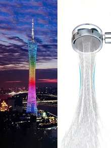 Transparent Turbocharged Waist Shaped Showerhead With Removable & Adjustable & Pause Button Function, Portable Handheld Showerhead - Blue - View 3