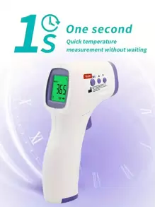 1個非接觸式數字紅外額溫槍,配備大型led顯示屏（不含電池）,聖誕和萬聖節禮物,家用額溫計 - 淡紫色 - 查看 1