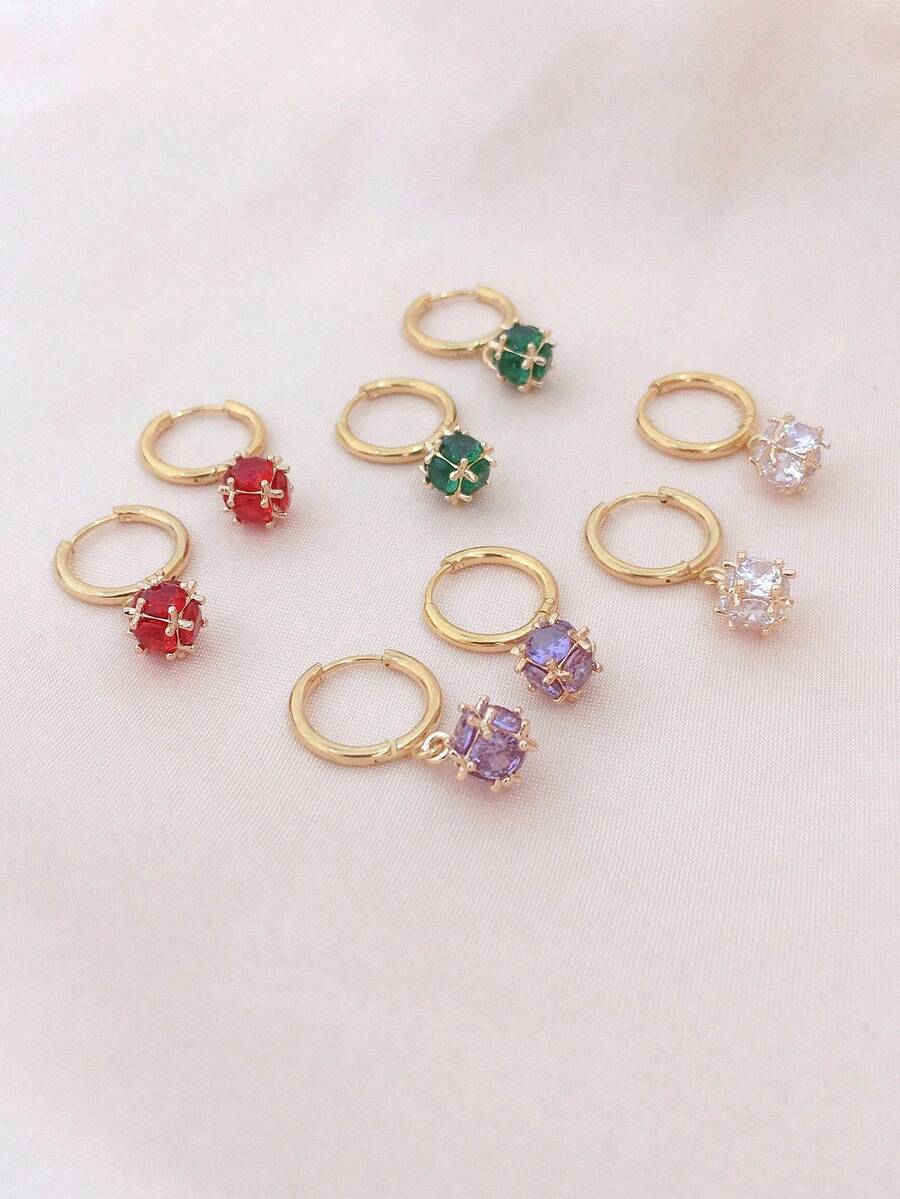 1pair Exquisite Glitter Ball Pendant Earrings For Women - Small Ball - View 1