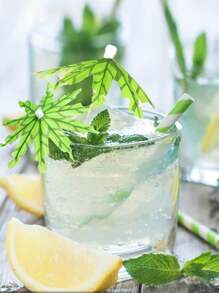 10入組飲料雨傘雞尾酒捲餅,手工綠色椰子棕櫚樹陽傘水果傘插在飲料、杯子、杯子蛋糕、水果盤等上,泳池趴酒吧裝飾。 - 彩色 - 查看 3