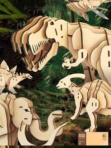 3d木質恐龍拼圖,diy組裝動物拼圖,創意愛好教育玩具 - 梁龍 - 查看 5