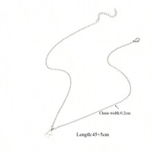 1件時尚不鏽鋼銀色首字母掛墜連鏈項鍊，適用於女性 - 銀色 - 查看 2