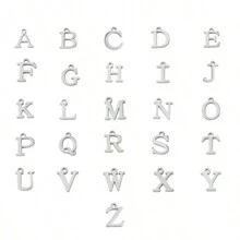 1件時尚不鏽鋼銀色首字母掛墜連鏈項鍊，適用於女性 - 銀色 - 查看 5