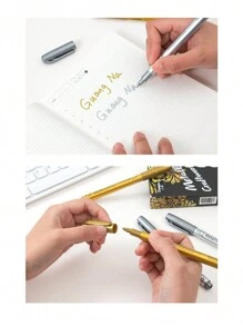 2pcs Gold And Silver Paint Marker Pens With Metallic Finish - Multicolor - View 3