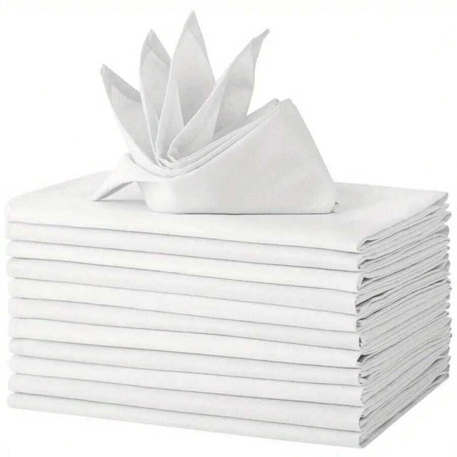 6pcs White Napkins With High-Grade Soft Plush Feel, Edged Design, Suitable For Parties/Restaurants/Weddings/Hotels - White - View 1