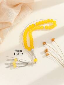 1pc Glass Bead Women's Beaded Bracelet - Yellow - View 4