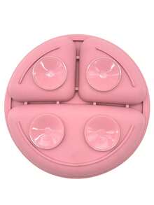 1pc Silicone Baby Round Plate With 4 Super Strong Suction Cups - Hot Pink - View 2