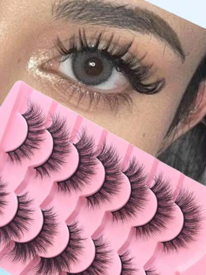 7 pares de cílios postiços 3D Mink Lashes macios dramáticos grossos volume cílios naturais cílios postiços maquiagem
