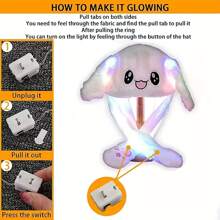 LED發光毛絨兔帽，帶有有趣發光和移動耳朵，適用於女性，萬聖節服裝，聖誕派對，感恩節派對，生日禮物（手持式卡式面板，配有白色破裂標籤以啟動LED燈） - 白色 - 查看 6