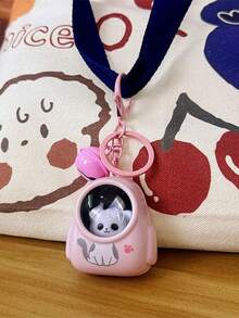 1 個可愛泰迪熊形狀背包燈鑰匙扣,卡通氛圍燈光禮物,適合手機、鑰匙、包袋 - 粉色 - 查看 3