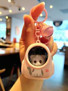 1 個可愛泰迪熊形狀背包燈鑰匙扣,卡通氛圍燈光禮物,適合手機、鑰匙、包袋 - 粉色 - 查看 2